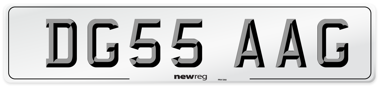 DG55 AAG Number Plate from New Reg